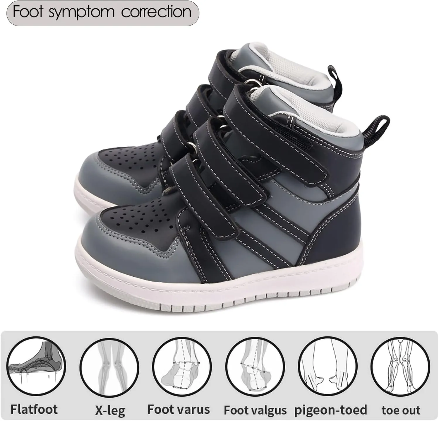 Orthopedic Shoes for Kids and Toddlers,Arch and Ankle Support Boots for Girls & Boys to Correct Foot Problems,Anti-Slip Soles
