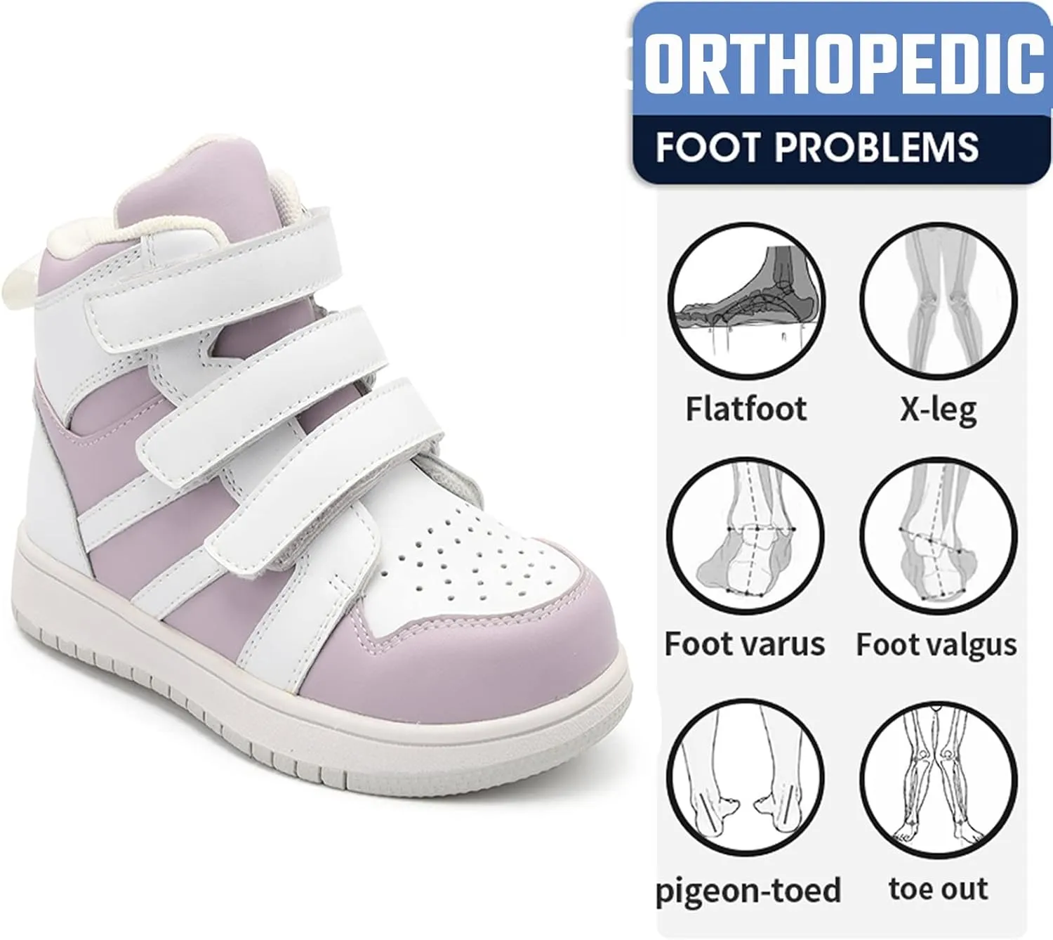 Orthopedic Shoes for Kids and Toddlers,Arch and Ankle Support Boots for Girls & Boys to Correct Foot Problems,Anti-Slip Soles