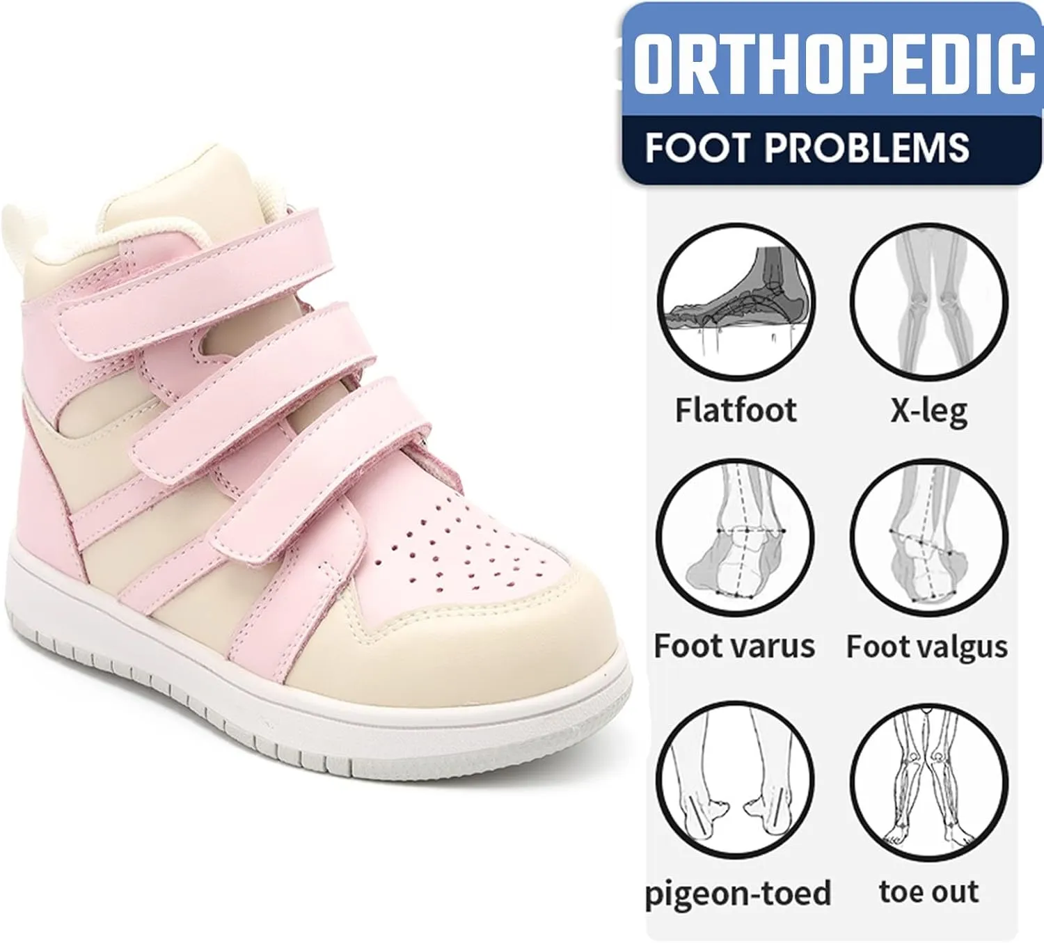 Orthopedic Shoes for Kids and Toddlers,Arch and Ankle Support Boots for Girls & Boys to Correct Foot Problems,Anti-Slip Soles