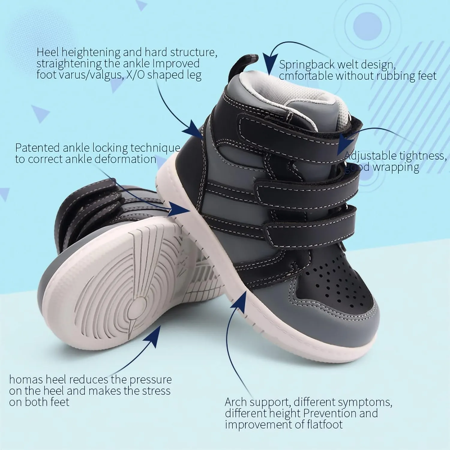 Orthopedic Shoes for Kids and Toddlers,Arch and Ankle Support Boots for Girls & Boys to Correct Foot Problems,Anti-Slip Soles