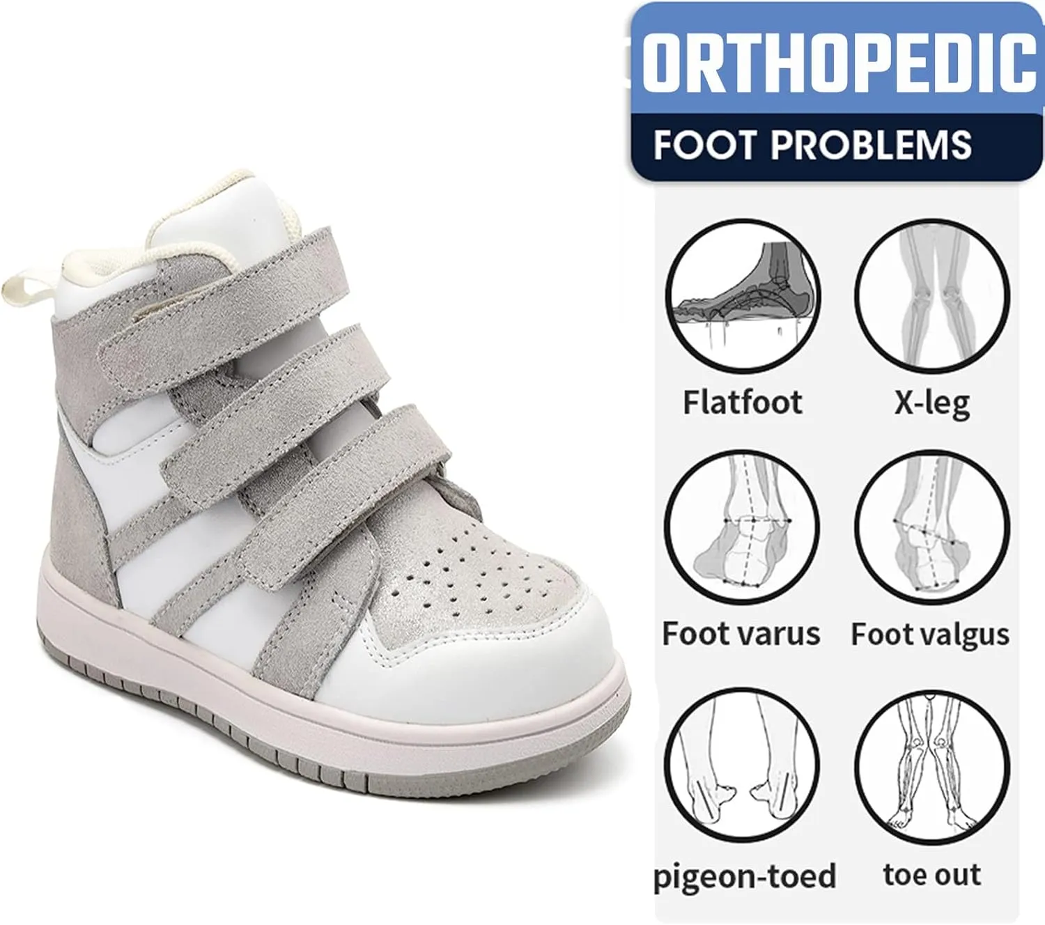 Orthopedic Shoes for Kids and Toddlers,Arch and Ankle Support Boots for Girls & Boys to Correct Foot Problems,Anti-Slip Soles