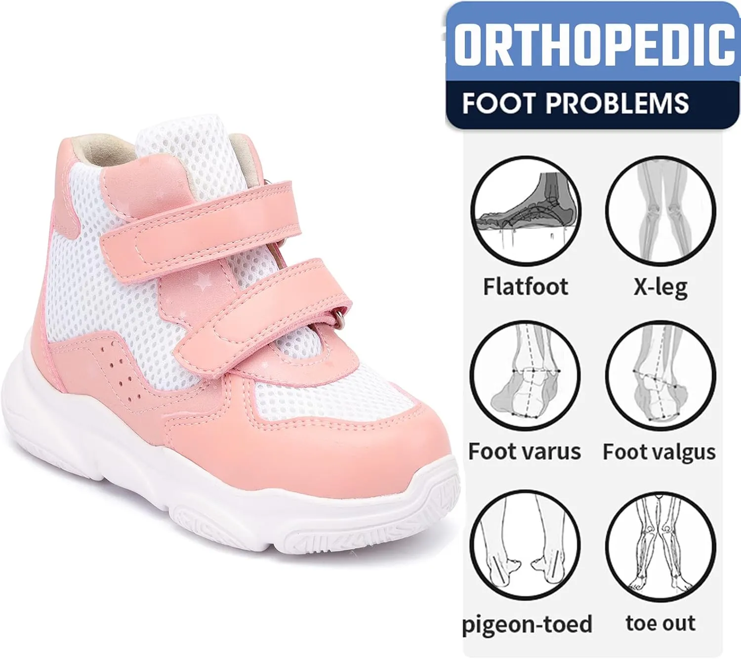 Orthopedic Shoes for Toddlers and Kids,Lightweight and Breathable Sneakers with Arch and Ankle Support,Non-Slip Soles