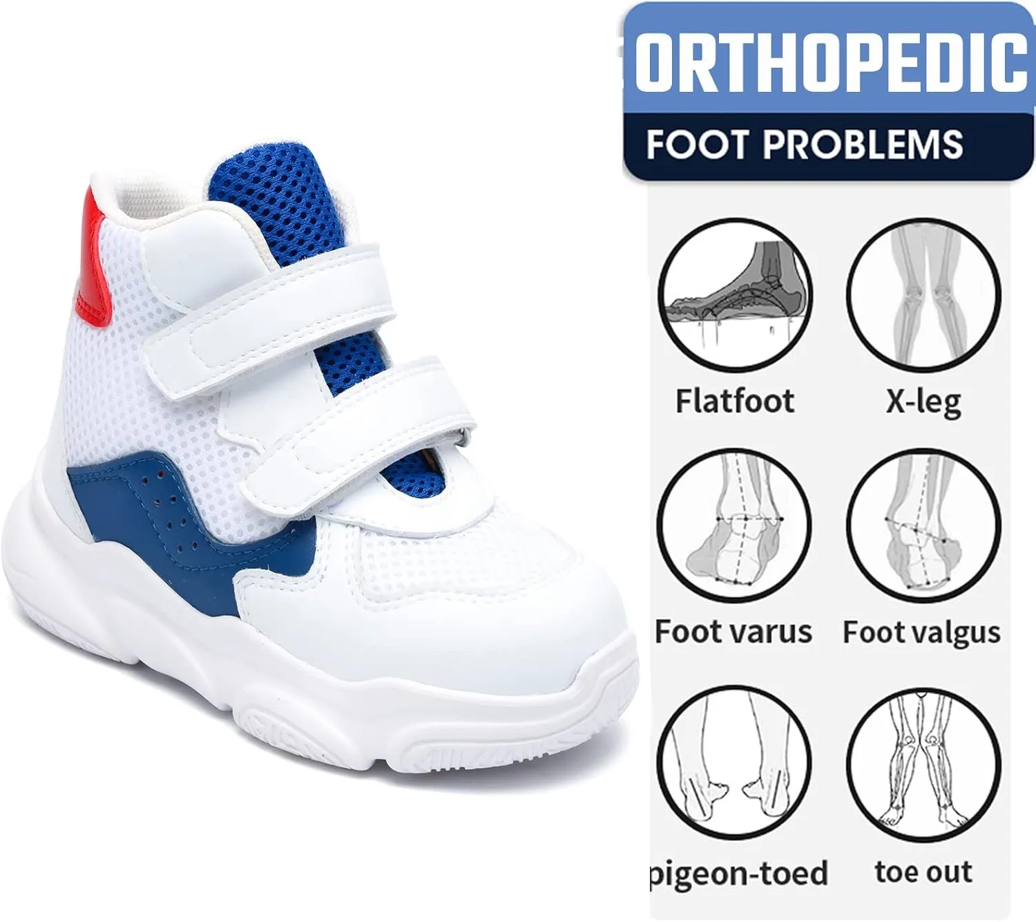 Orthopedic Shoes for Toddlers and Kids,Lightweight and Breathable Sneakers with Arch and Ankle Support,Non-Slip Soles