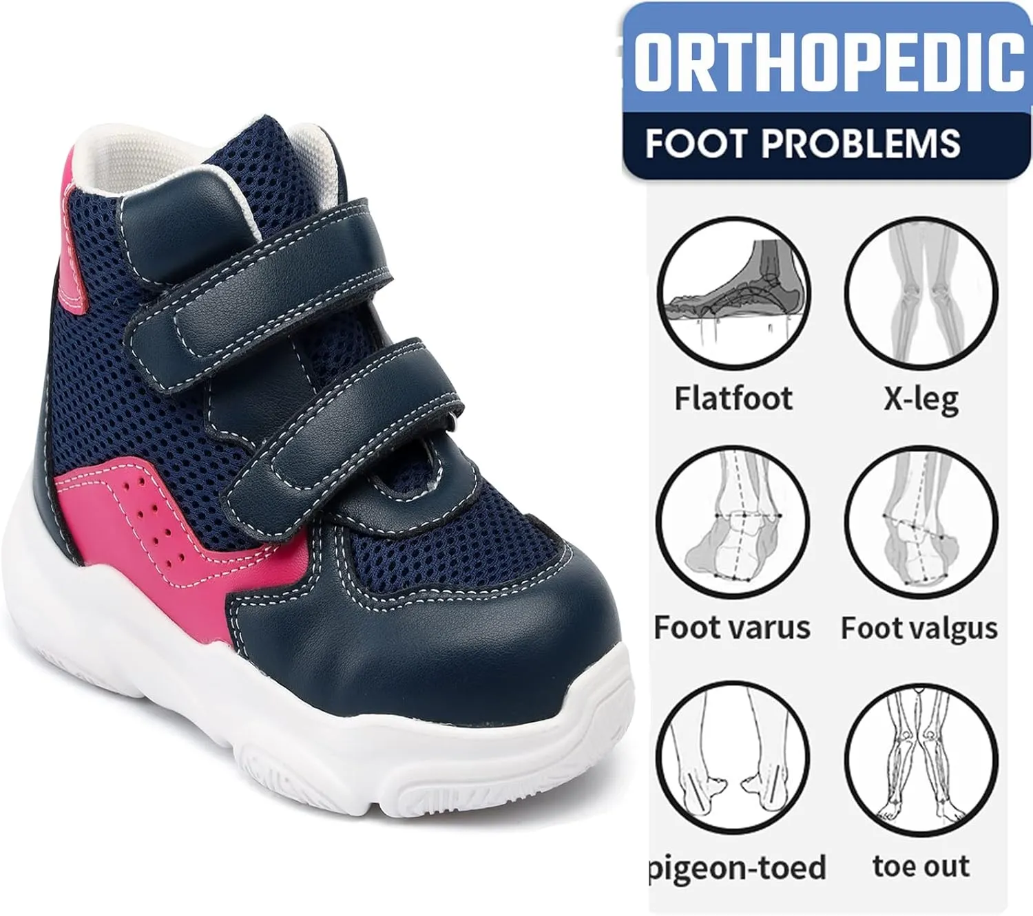 Orthopedic Shoes for Toddlers and Kids,Lightweight and Breathable Sneakers with Arch and Ankle Support,Non-Slip Soles