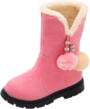 POLG Kids Boots Winter Warm Snow Newborn Girl Shoes Soft Sole Anti-Slip Prewalker Infant Toddler Cute Booties