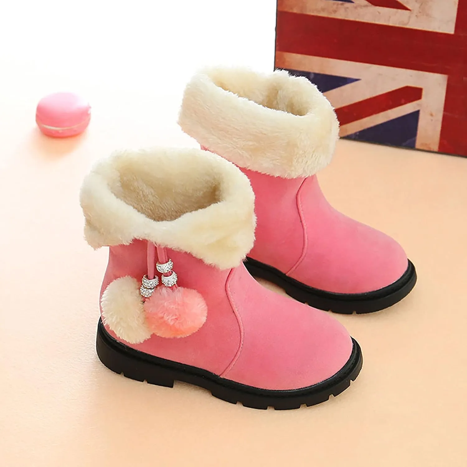 POLG Kids Boots Winter Warm Snow Newborn Girl Shoes Soft Sole Anti-Slip Prewalker Infant Toddler Cute Booties
