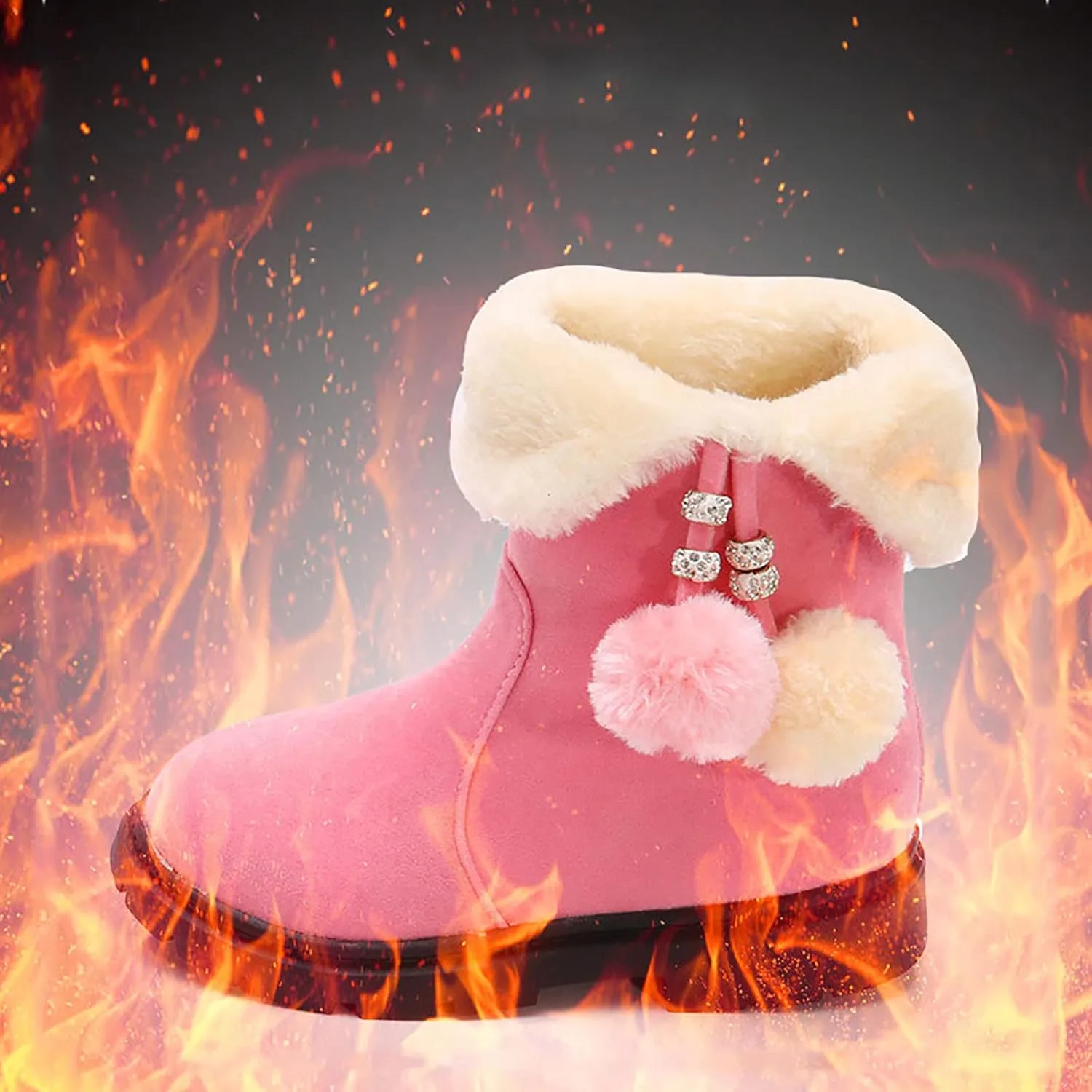 POLG Kids Boots Winter Warm Snow Newborn Girl Shoes Soft Sole Anti-Slip Prewalker Infant Toddler Cute Booties