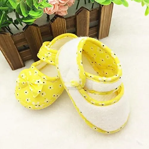 POLG Newborn Kids Baby Bowknot Printing Cloth Shoes Soft Sole Shoes Toddler Crib First Walker Shoes