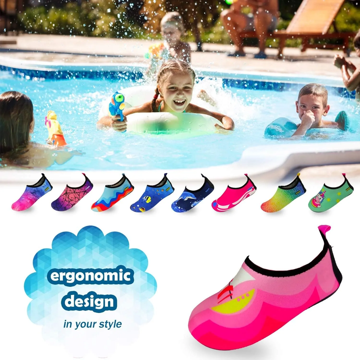 Quick-Dry, Non-Slip, Lightweight Swim Shoes for Summer, Beach, Sea & Pool  for Boys, Girls, Babies, Toddlers & Little Kids