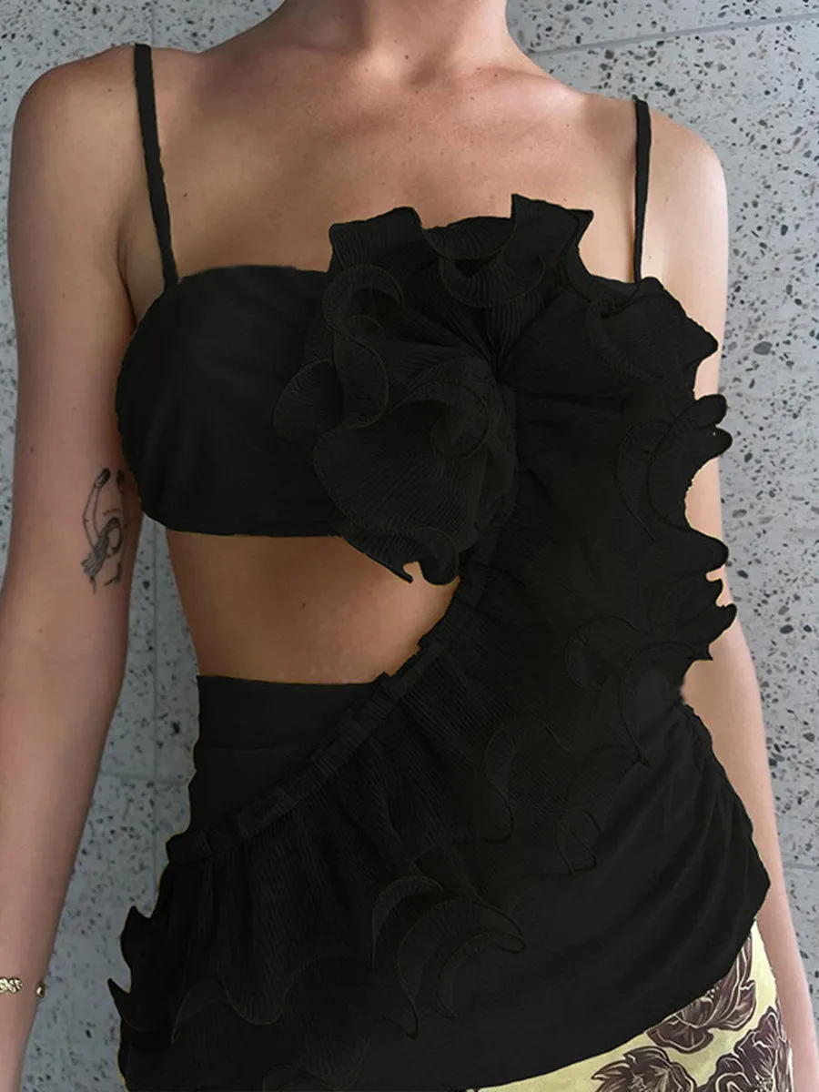 Sexy Mesh Patchwork Hollow Out Camisole Top