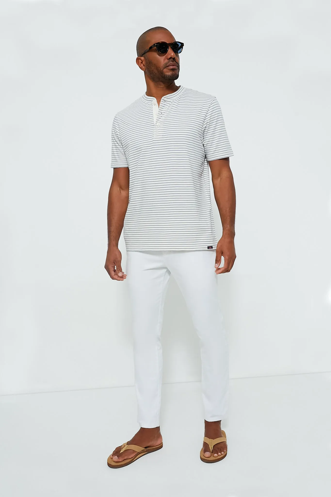 Shell Flint Stripe Short Sleeve Sunwashed Henley
