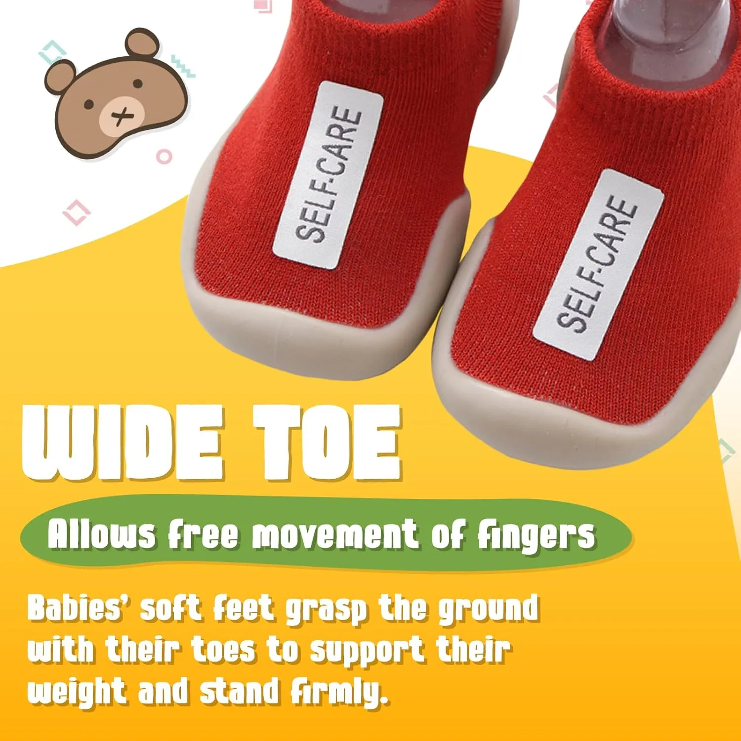 Simple Baby Toddler Sneakers Non-Slip Walking Shoes for Kids Boys and Girls, Stylish Indoor Outdoor Cotton Easy Pull-On Outerwear Shoes Socks with Logo