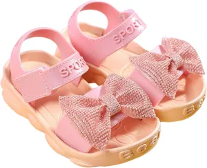 Slides Sandals for Kids Infant Girls Soild Bowknot Princress Shoes Soft Sole Non Slip First Jellies Shoes for Girls