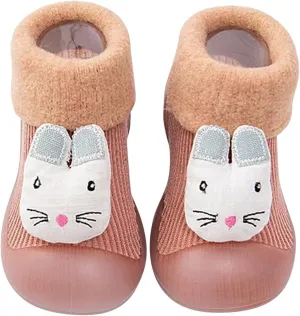Soft Rubber Baby Sock Shoes Toddler Non-Skid Slipper with Rubber Soft Sole Shoes Slip on Sneakers Protect Toes Shoes