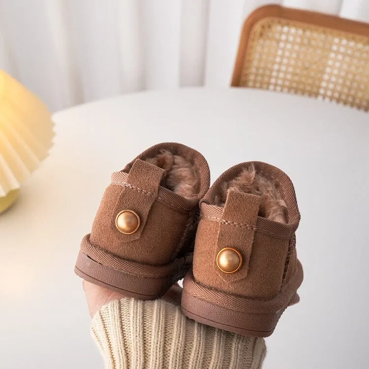 Solid Color Mid-Top Plush Snow Boots