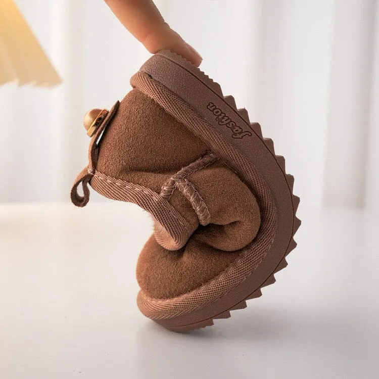 Solid Color Mid-Top Plush Snow Boots