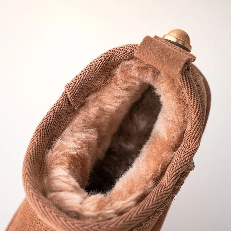 Solid Color Mid-Top Plush Snow Boots