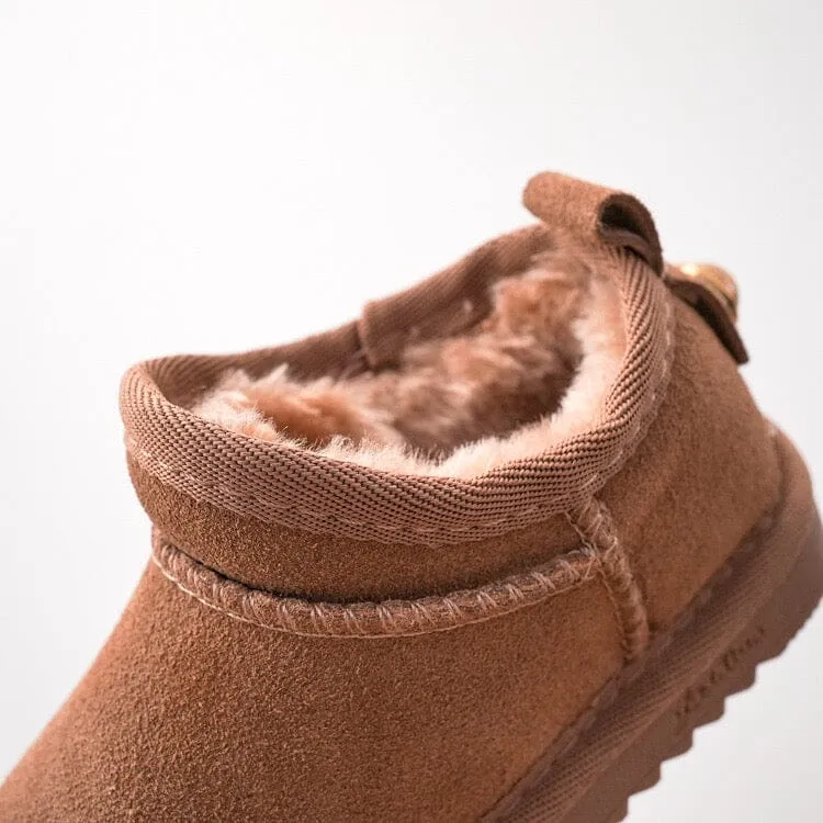 Solid Color Mid-Top Plush Snow Boots