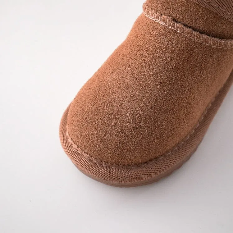 Solid Color Mid-Top Plush Snow Boots