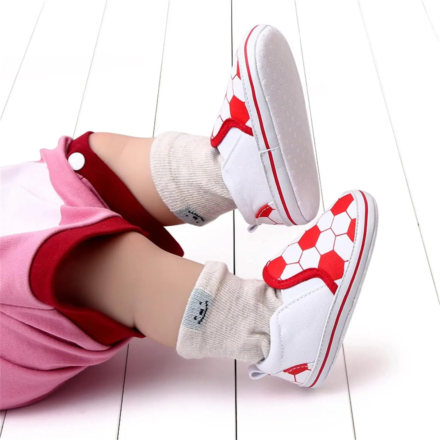 Spring and Summer Children Baby Toddler Shoes Boys and Girls Casual Shoes Flat Bottom Light Slip On Comfortable Football Print Toddler Shoes That Make Noise