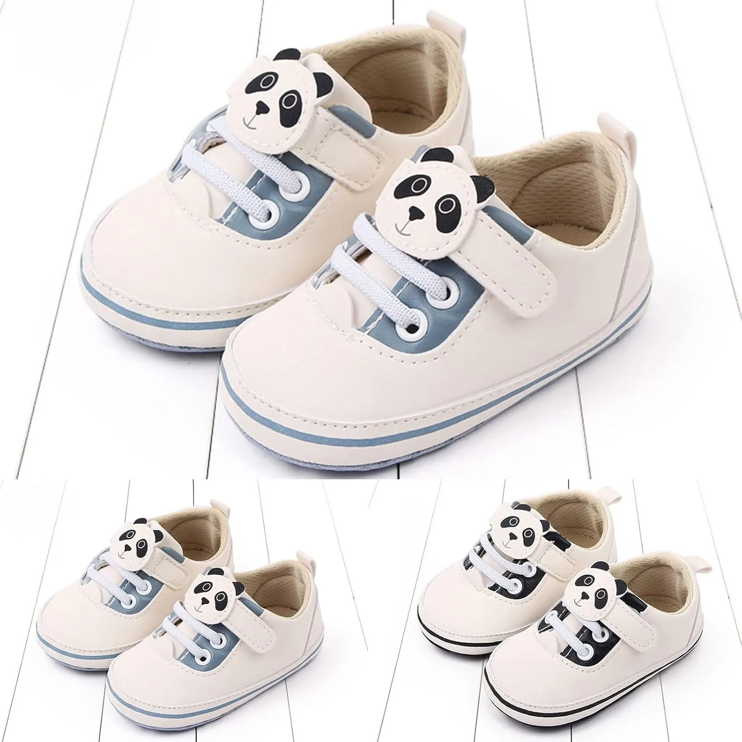 Spring and Summer Children Baby Toddler Shoes for Boys and Girls Flat Bottomed Light and Comfortable Hook Loop Solid Color Cute Cartoon Panda Toddler 10 Shoes Boys