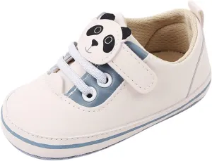 Spring and Summer Children Baby Toddler Shoes for Boys and Girls Flat Bottomed Light and Comfortable Hook Loop Solid Color Cute Cartoon Panda Toddler 10 Shoes Boys