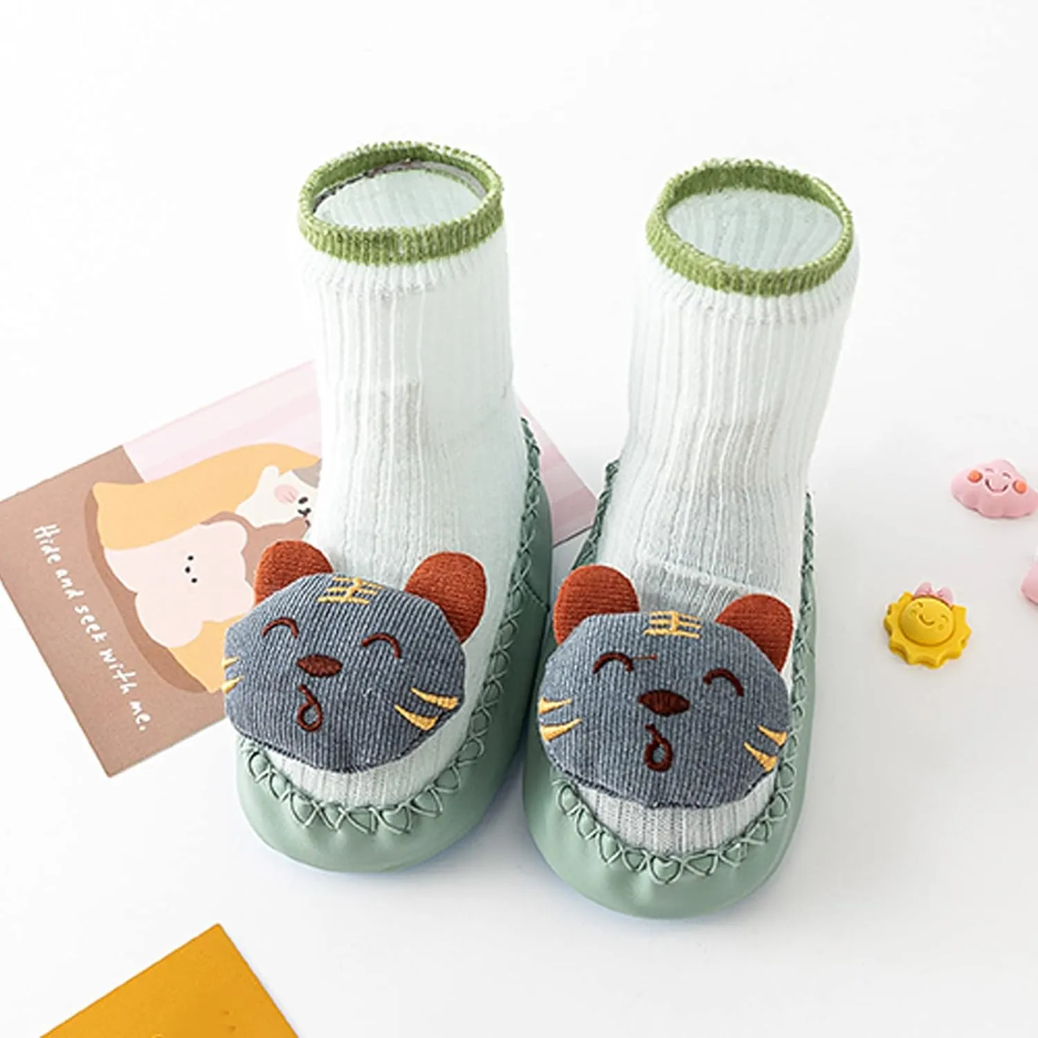 Spring and Summer Children Infant Shoes Soft Soles Non Slip High Top Breathable Comfortable Cute Slip on Shoes Size 4