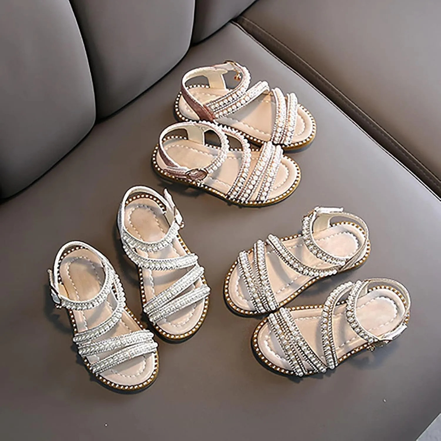 Summer Girls' Sandals Korean Edition Little Girls' Pearl Open Toe Shoes Little Medium And Toddler Girl Jellies