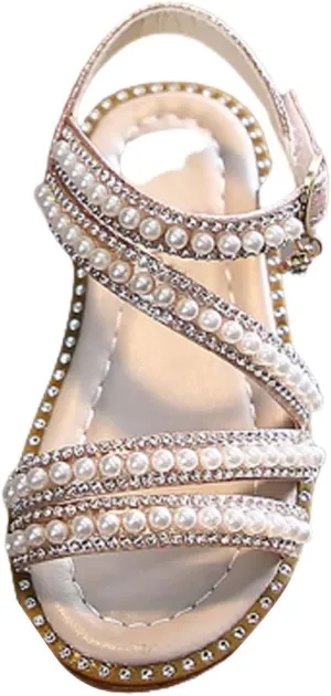 Summer Girls' Sandals Korean Edition Little Girls' Pearl Open Toe Shoes Little Medium And Toddler Girl Jellies