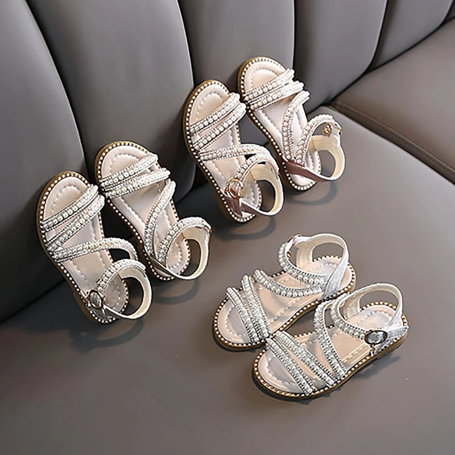 Summer Girls' Sandals Korean Edition Little Girls' Pearl Open Toe Shoes Little Medium And Toddler Girl Jellies