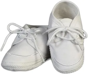 SWEA Pea & Lilli Baptism Shoes for Boys - White Baby Booties Made with Cotton for Christening - Zapatos de Bautizo