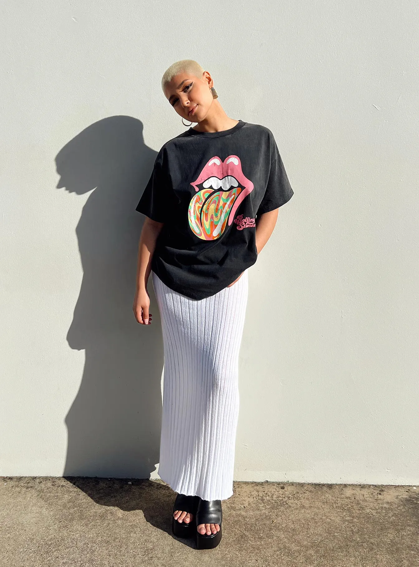 The Rolling Stones Retro Swirl Oversized Tee Black