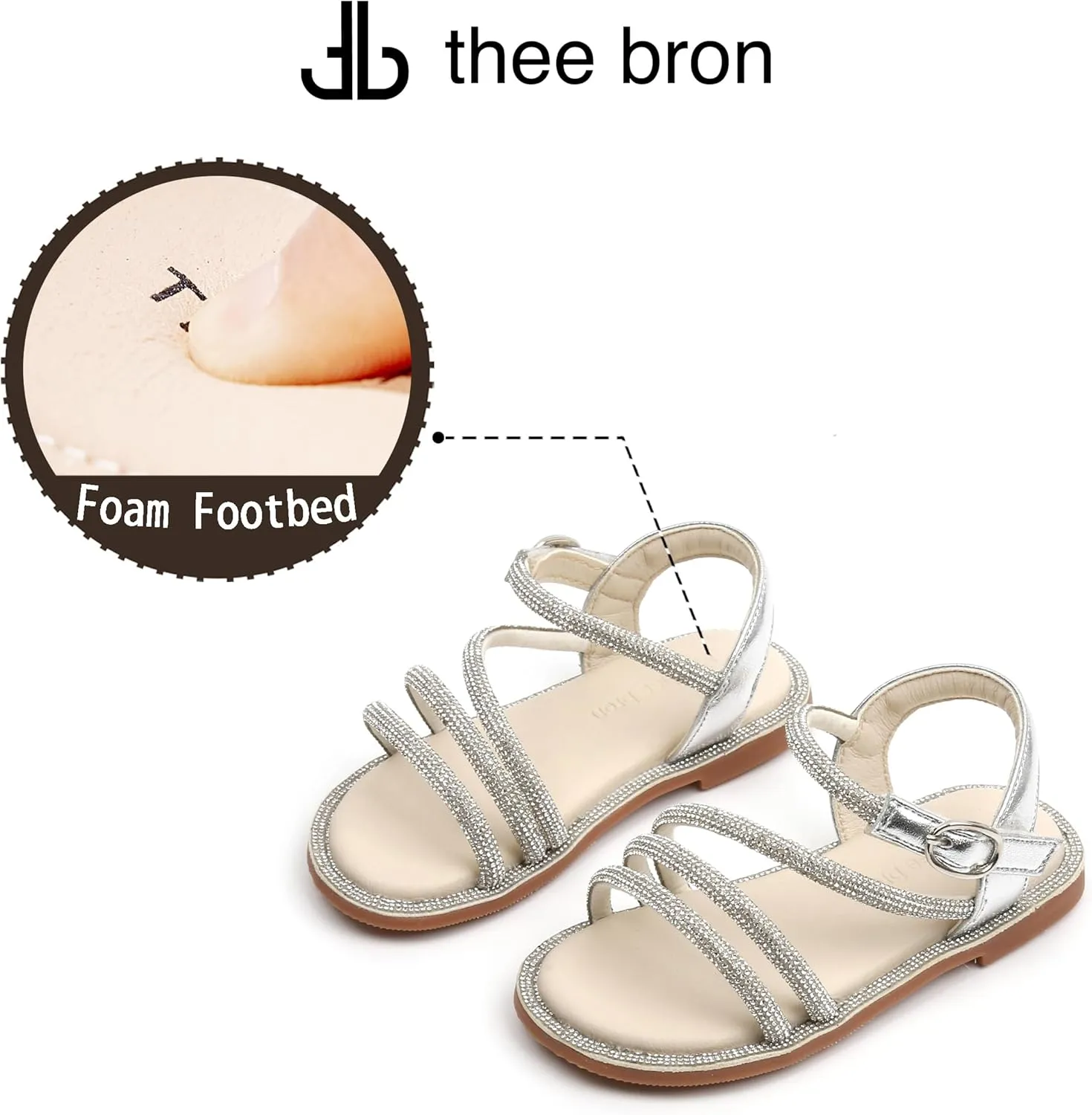 THEE BRON Toddler Girls Dress Sandals Kids Butterfly Floral Summer Sandalias Shoes