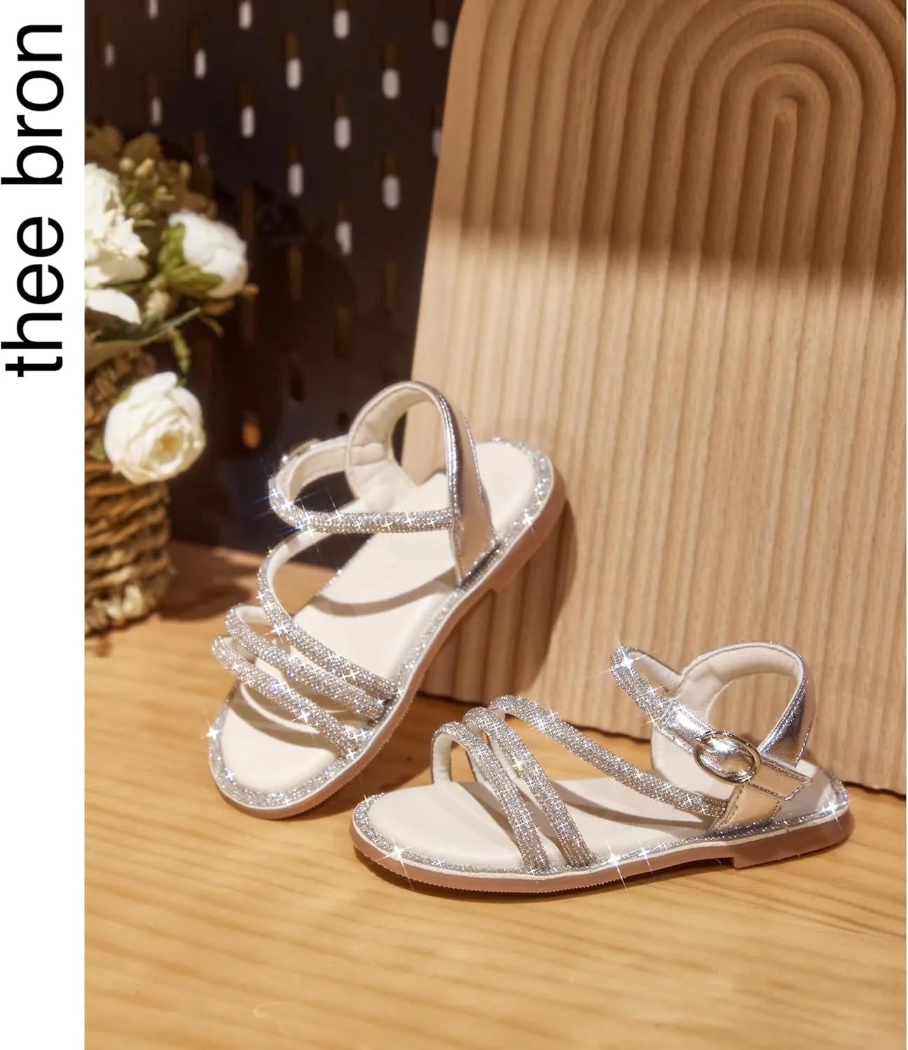 THEE BRON Toddler Girls Dress Sandals Kids Butterfly Floral Summer Sandalias Shoes