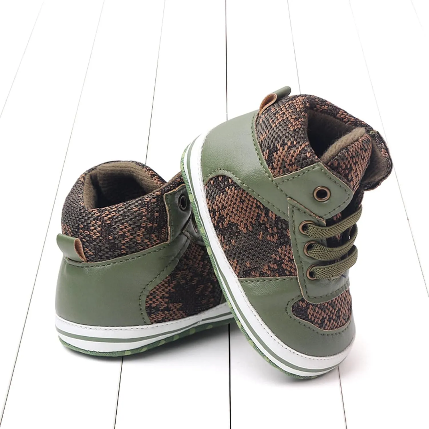 Toddler Baby Boys Girls High Tops Ankle Sneakers Infant Newborn Soft Sole Anti-Slip Prewalker First Walking Shoes