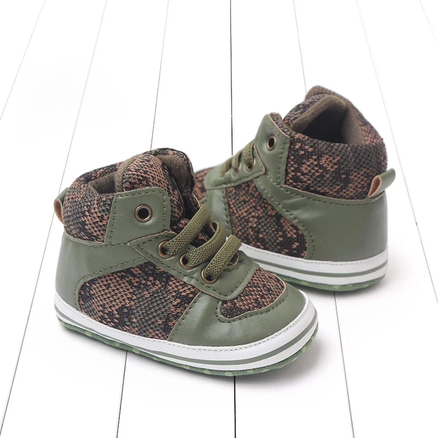 Toddler Baby Boys Girls High Tops Ankle Sneakers Infant Newborn Soft Sole Anti-Slip Prewalker First Walking Shoes