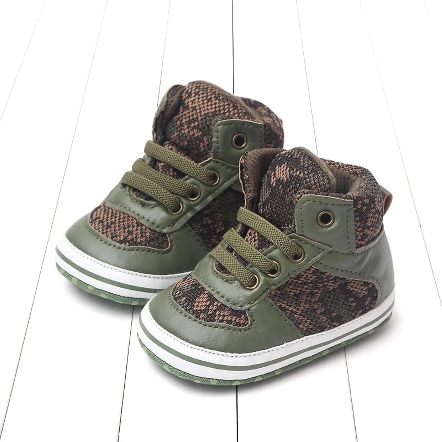 Toddler Baby Boys Girls High Tops Ankle Sneakers Infant Newborn Soft Sole Anti-Slip Prewalker First Walking Shoes