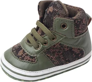Toddler Baby Boys Girls High Tops Ankle Sneakers Infant Newborn Soft Sole Anti-Slip Prewalker First Walking Shoes