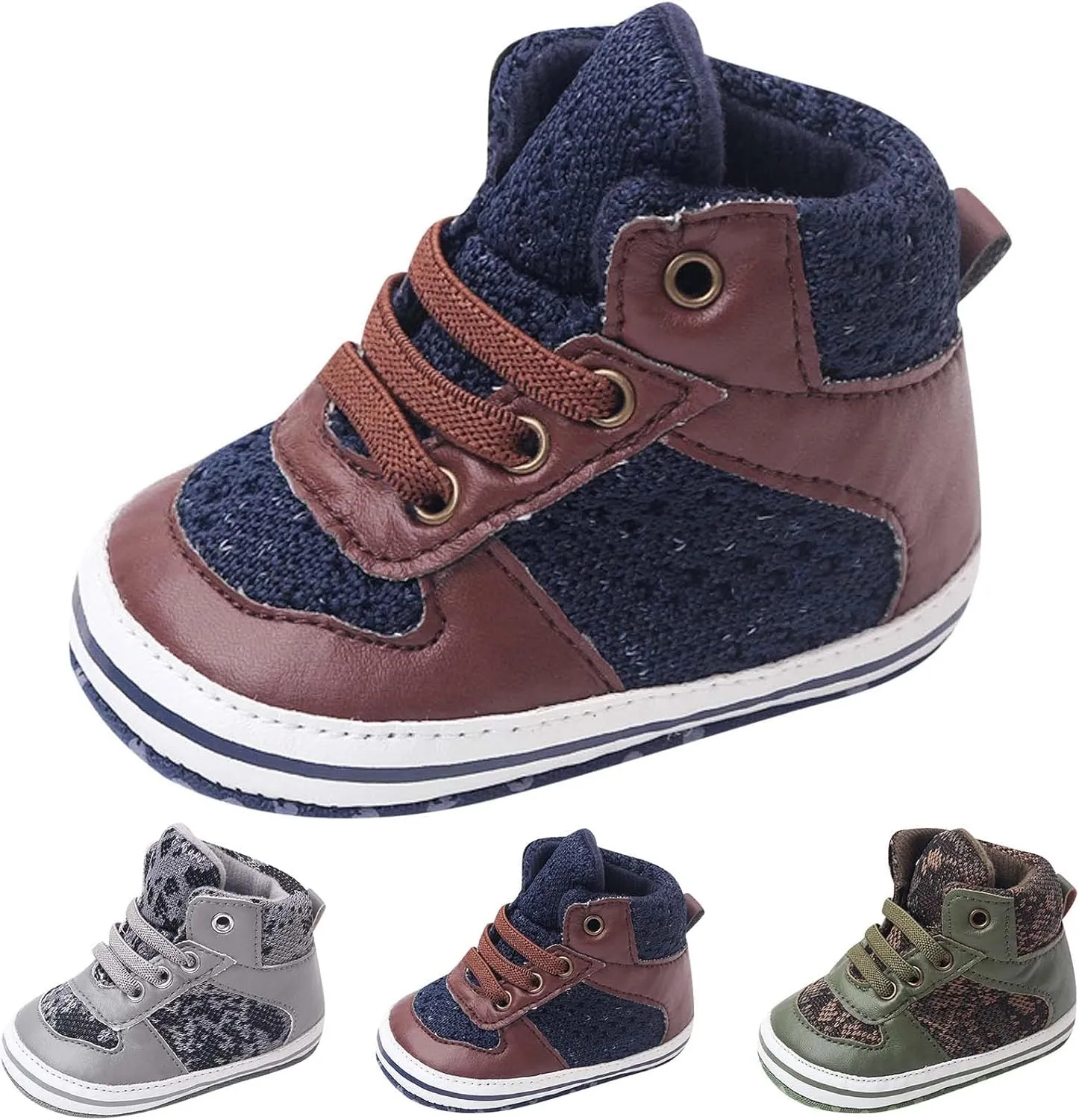 Toddler Baby Boys Girls High Tops Ankle Sneakers Infant Newborn Soft Sole Anti-Slip Prewalker First Walking Shoes