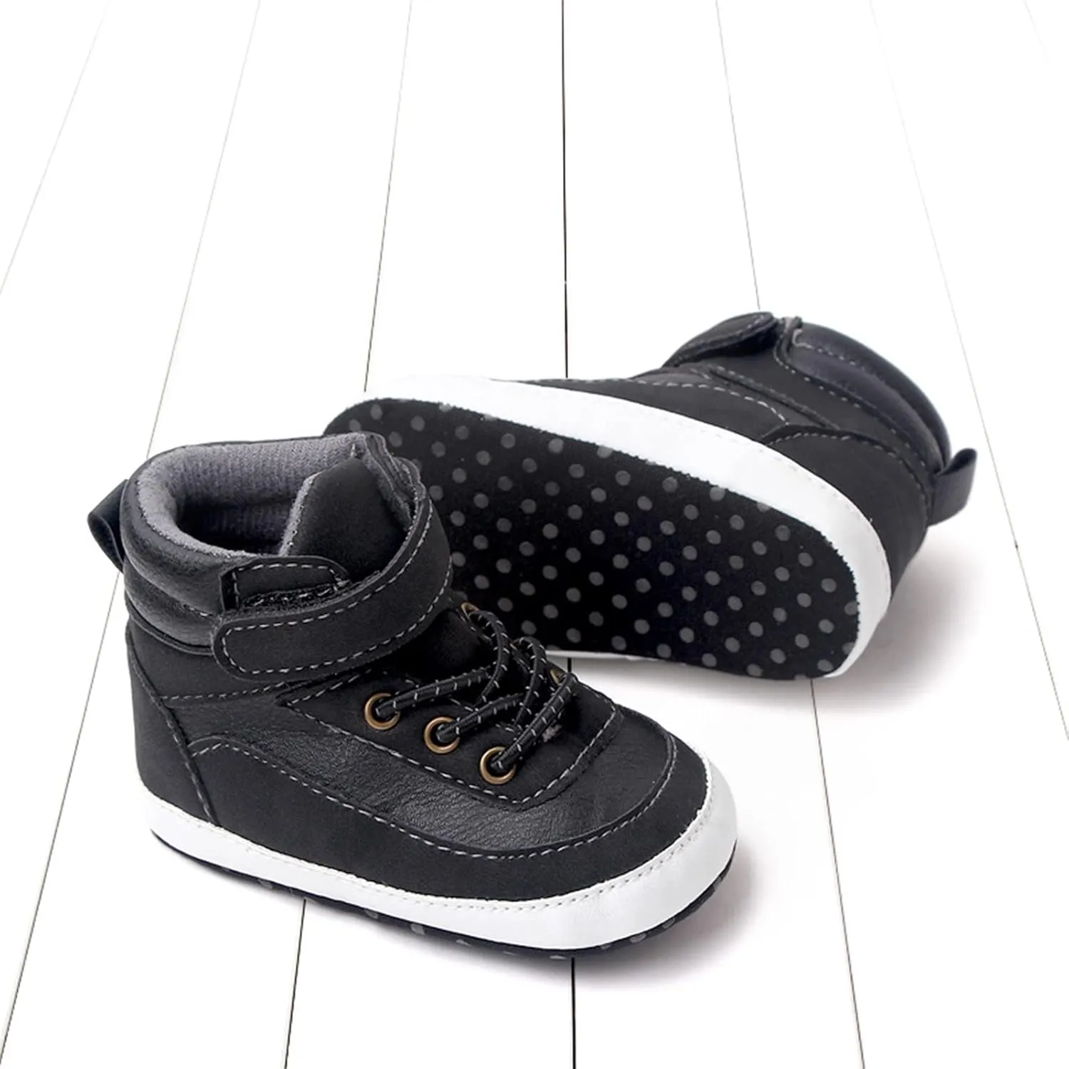 Toddler Baby Boys Girls High Tops Ankle Sneakers Soft Anti-Slip Sole PU Leather Infant Prewalker First Walking Shoes up Light