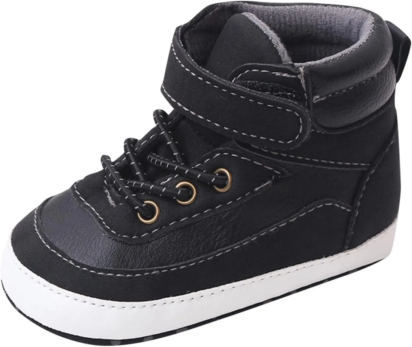 Toddler Baby Boys Girls High Tops Ankle Sneakers Soft Anti-Slip Sole PU Leather Infant Prewalker First Walking Shoes up Light