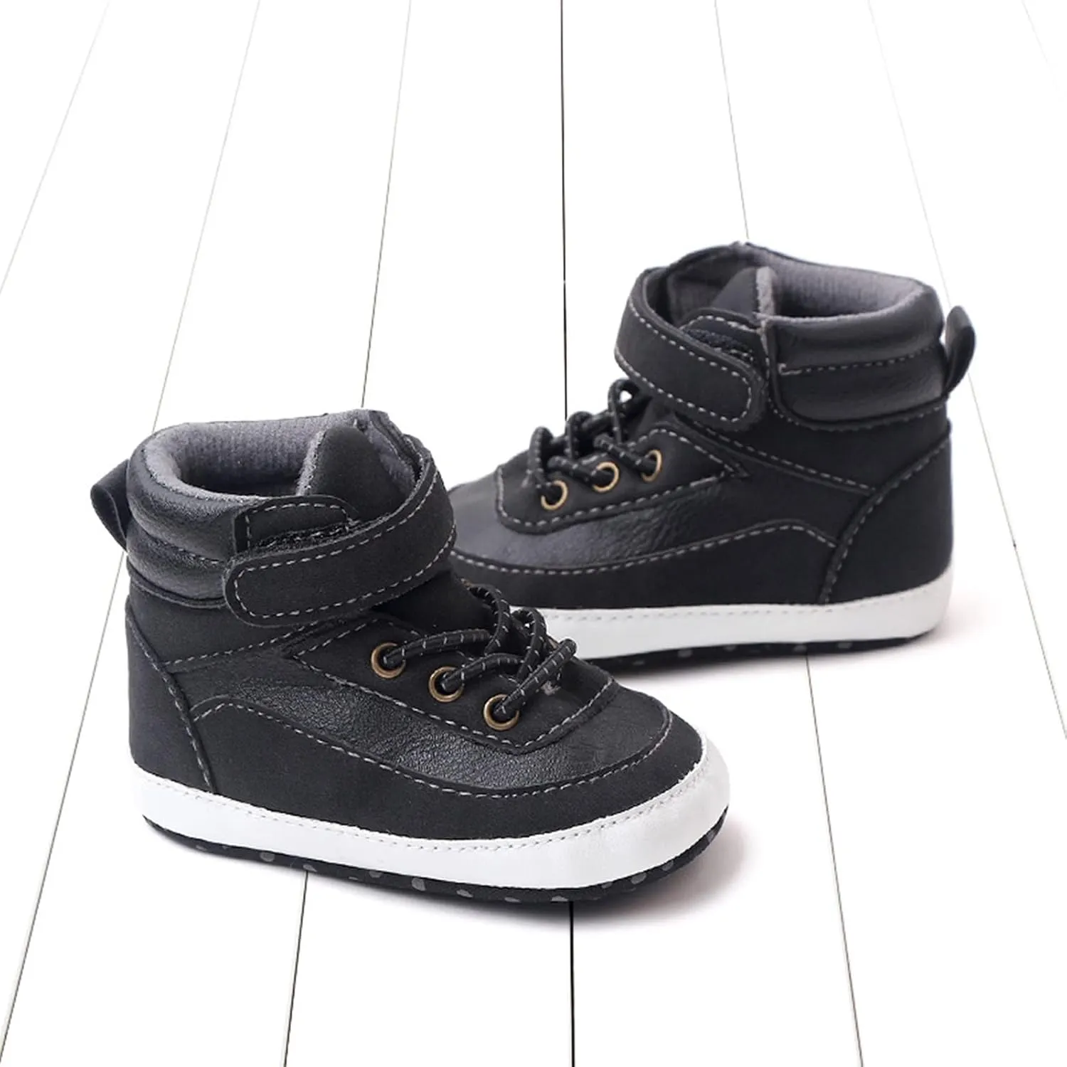 Toddler Baby Boys Girls High Tops Ankle Sneakers Soft Anti-Slip Sole PU Leather Infant Prewalker First Walking Shoes up Light