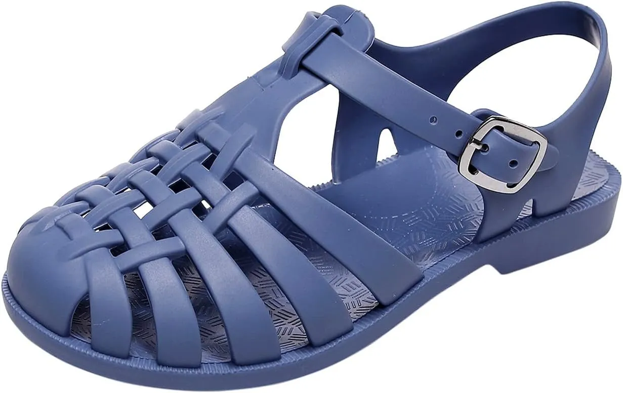 Toddler Baby Boys Girls Slip On Shoes Cute Candy Hollow Out Sandals Shoes Non-Slip Soft Sole Beach Flats Sandals S-013 Blue 9.5
