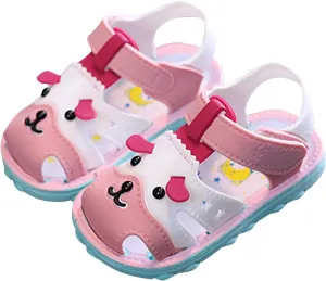 Toddler Baby Girl Boy Summer Sandals Cartoon Dog Shoes Non Slip Soft Sole First Walkers Prewalkers (Pink, 5.5 Infant)