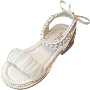 Toddler Baby Girl Child Summer Shoes Lace Sandals Non Slip Soft Sole Open Toe Shoes Elegant (Beige, 11 Little Child)