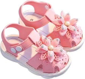 Toddler Baby Girls Sandals Shoe Bow Open Toe Slip On Soft Sole Princess Shoes Sandal Cute Solid Summer Home Shoe Z-024 Pink 5