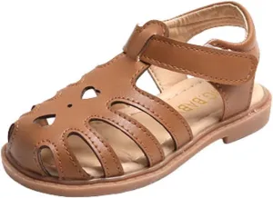 Toddler Baby Girls Sandals Slip On Falts Shoes Cute Weave Hollow Out Non-slip Soft Sole Beach Sandal SHoe Comfort K-756 Brown 11