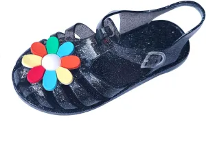 Toddler Baby Girls Shoes Flats Solid Cute Fruit Jelly Colors Sandals Shoe Hollow Out Non-slip Soft Sole Beach Shoes Z-36 Black 13.5