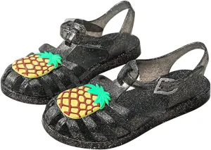 Toddler Baby Girls Shoes Slip On Cute Fruit Jelly Colors Hollow Out Non-slip Soft Sole Beach Sandals Comfy Shoes U-280 Black 8