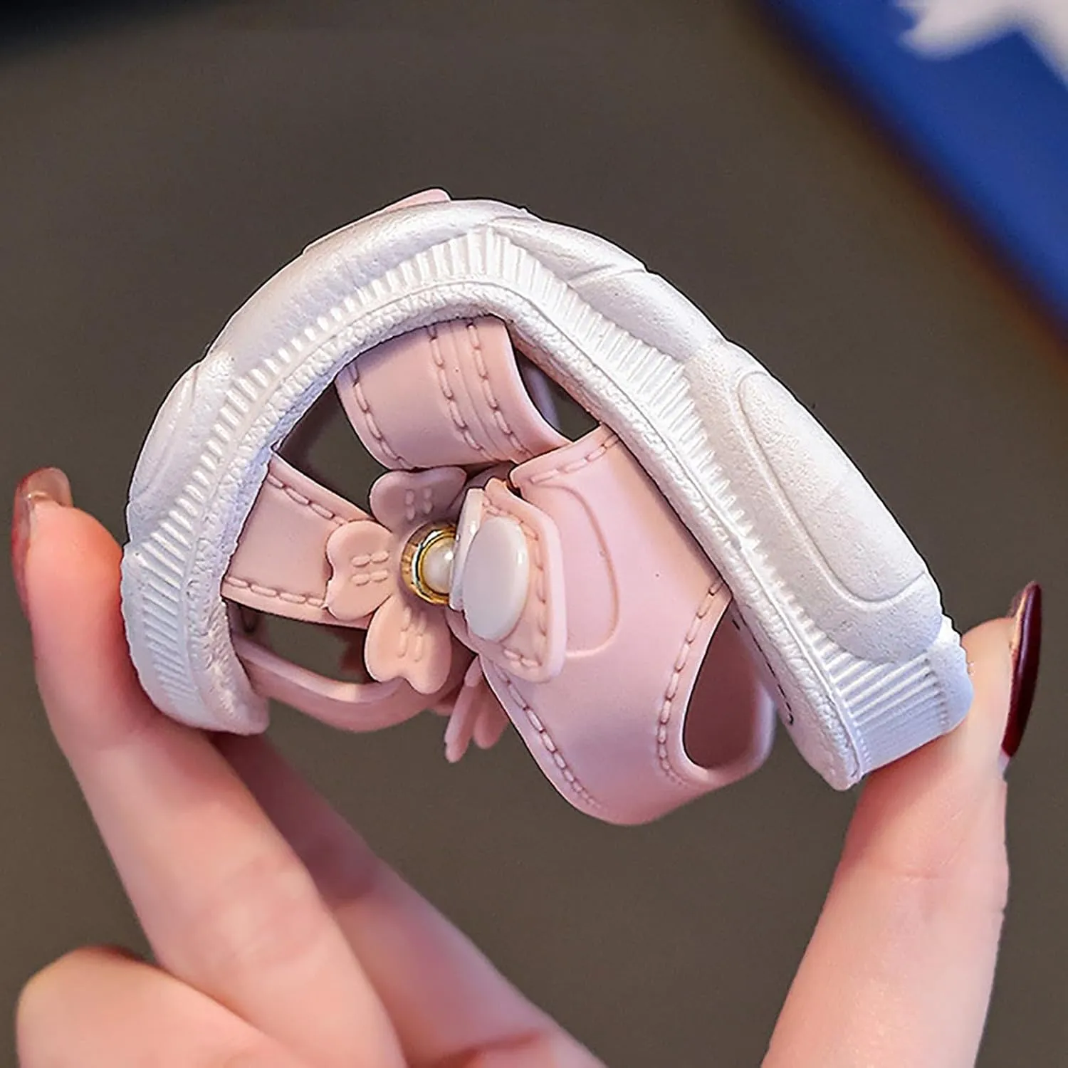 Toddler baby infant Girls Wrapped Head Non Slip Soft Bottom Buckle Walking Shoes Dress Pearl Flowers Sandals